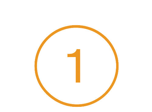 Orange circle with the number 1 inside on a white background